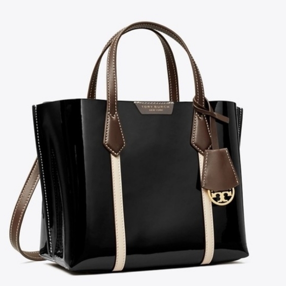 Tory Burch Handbags - EXCELLENT TORY BURCH PERRY PATENT SMALL TRIPLE COMPARTMENT TOTE BAG - BLACK